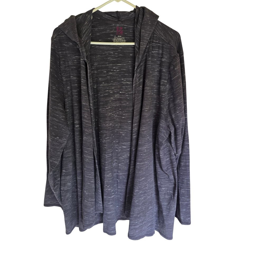 Just My Size Active Womens Plus Size 26/28 Gray Space Dye Cardigan Open Front